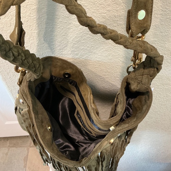 JJ Winters Jessica Olive Green Suede Fringe Handbag NWT - Picture 6 of 7